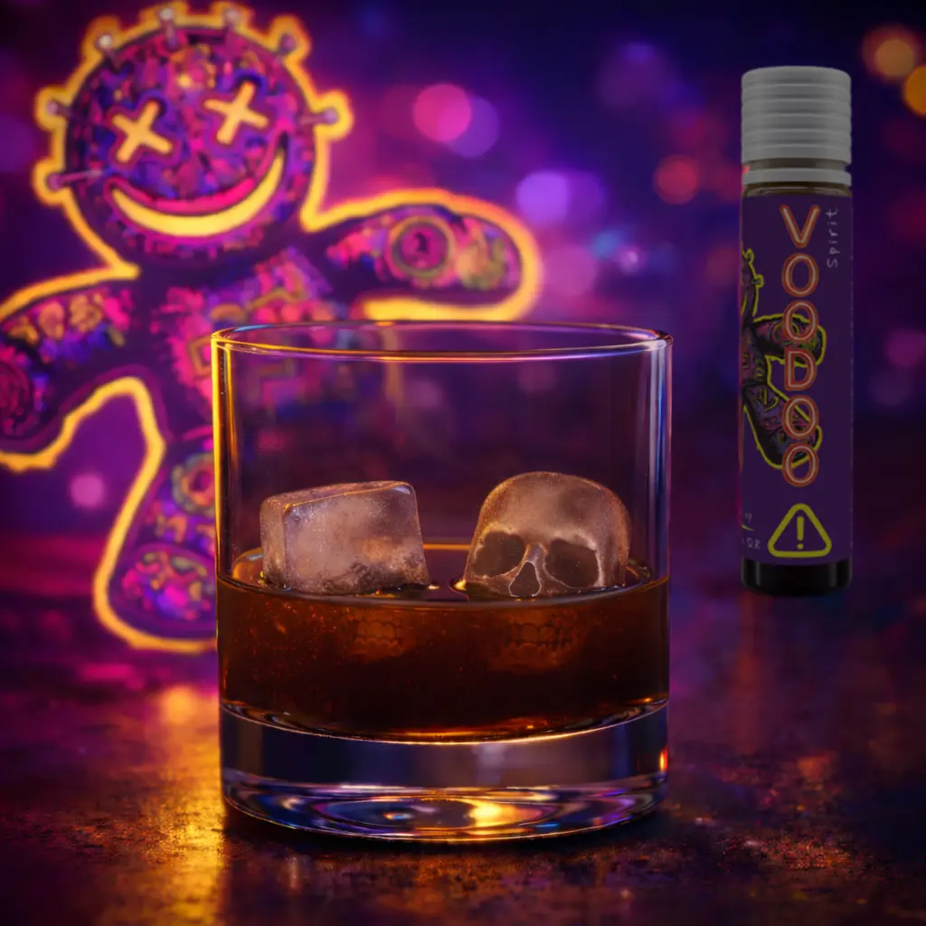 voodoo shot on the rocks in een cocktail glas met ijs