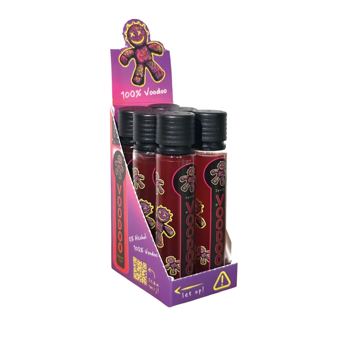 VOODOO Spirit 6-pack display box - 6 spirits - fold-out retail and party counter display packaging